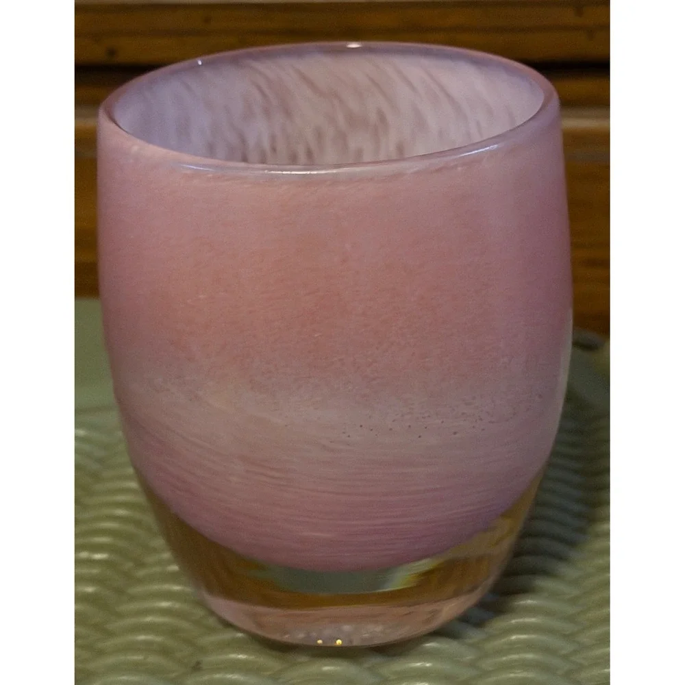 glassybaby Fabulous Pink HandBlown Glass Votive Candle Holder Retired Triskelion